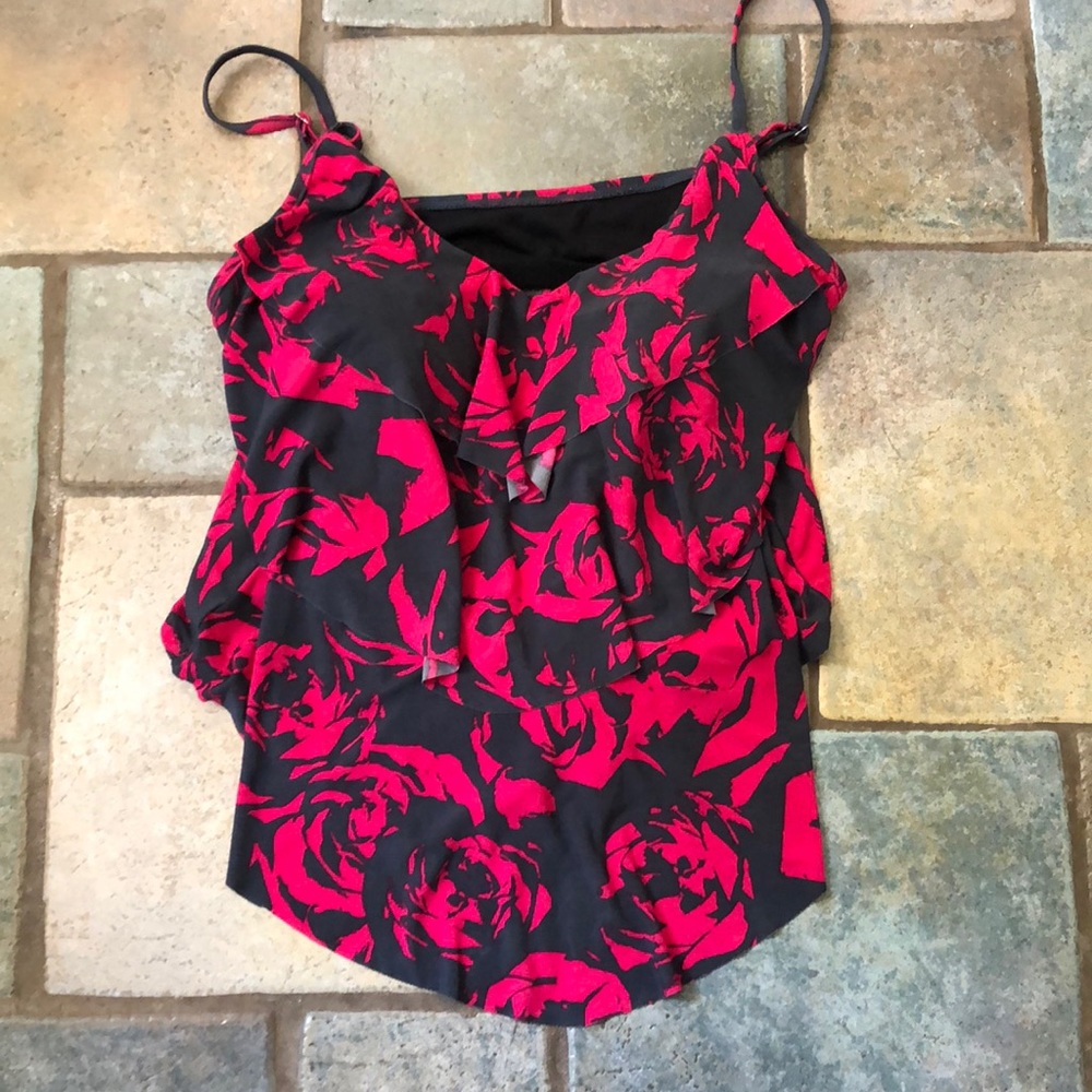 💚Pink flower tankini top